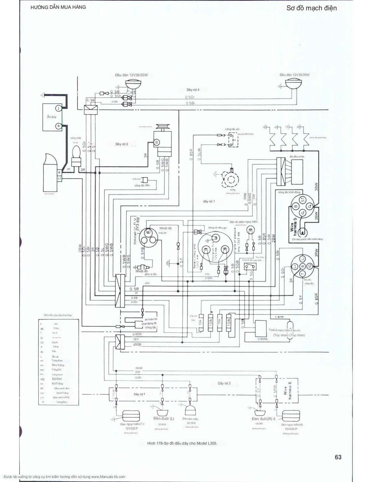 SƠ ĐỒ MẠCH ĐIỆN MÁY KÉO KUBOTA L355